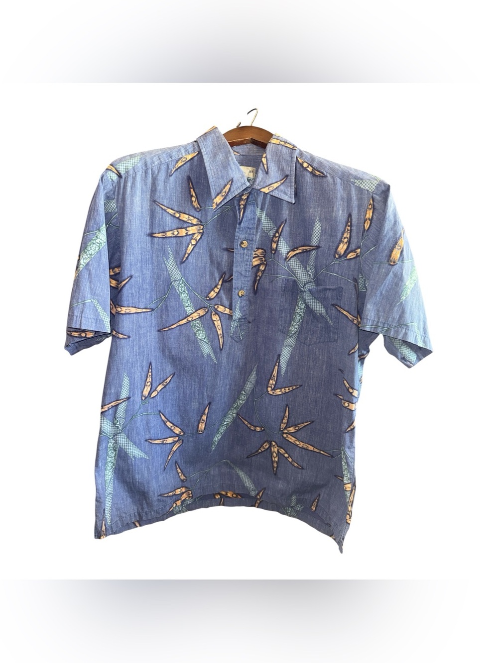 Cooke Streer Honolulu Men's XL Blue Short-Sleeve Tropical 1/4 Button-Up Shirt